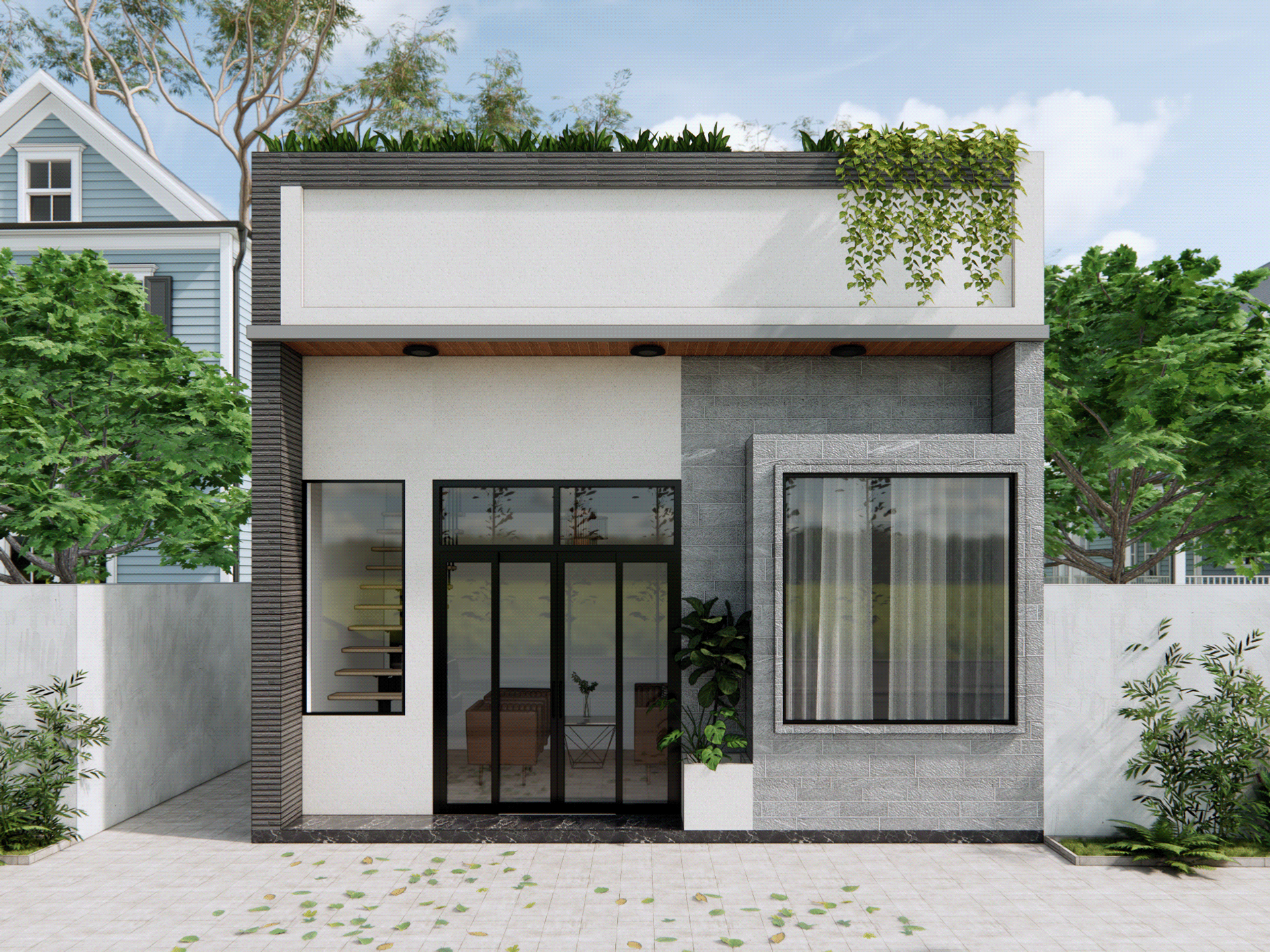 Mẫu nhà cấp 4 mái bằng hiện đại (4)