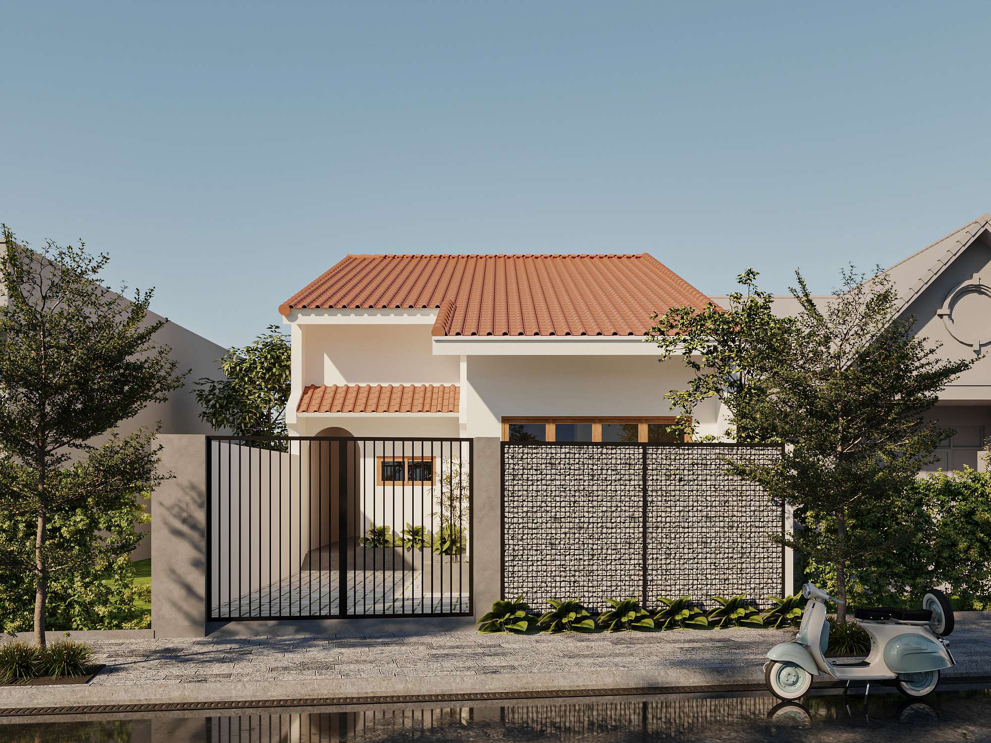 Mẫu nhà cấp 4 mái tôn đẹp, hiện đại (1)