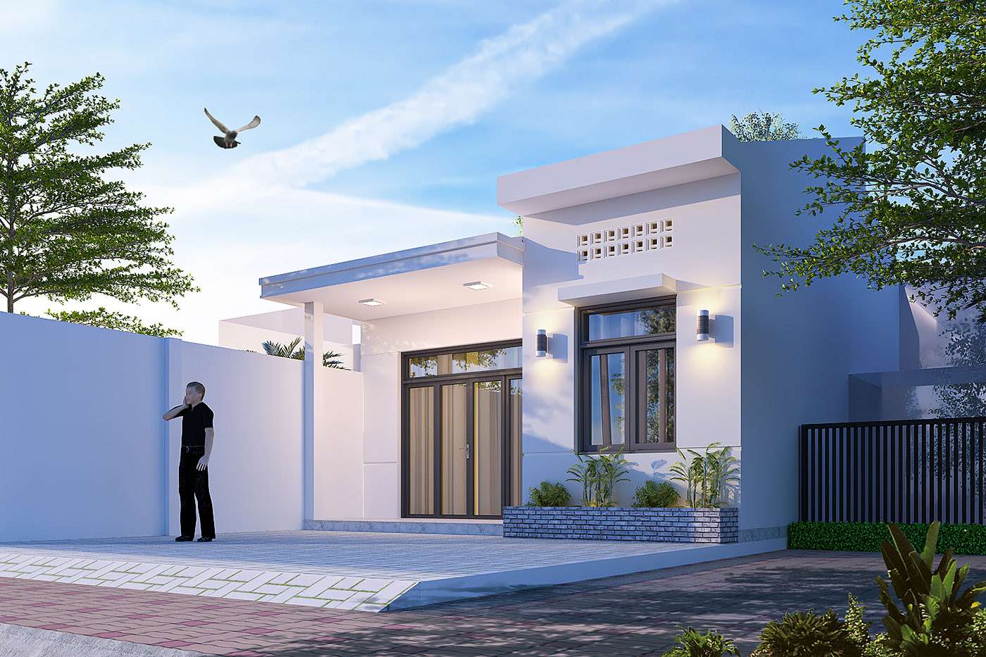 Mẫu nhà nhà cấp 4 mái tôn giá rẻ (2)