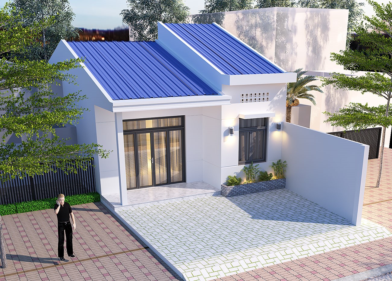 Mẫu nhà nhà cấp 4 mái tôn giá rẻ (4)