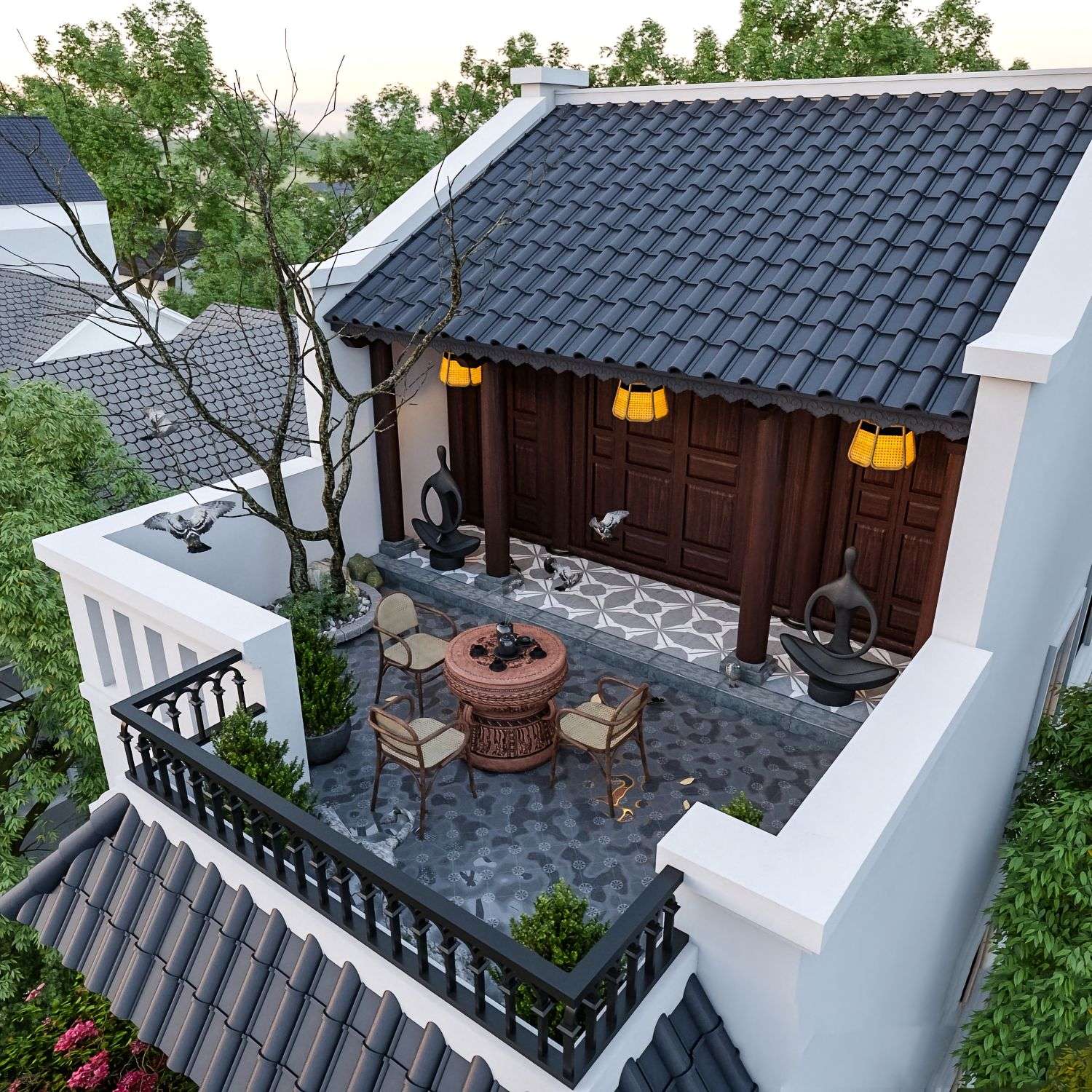 Mẫu nhà phố hiện đại kết hợp truyền thống độc đáo (8)
