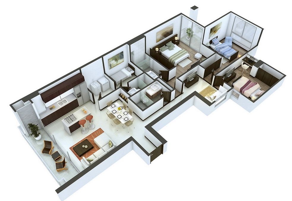 Mẫu nhà cấp 4 3 phòng ngủ bố trí khoa học