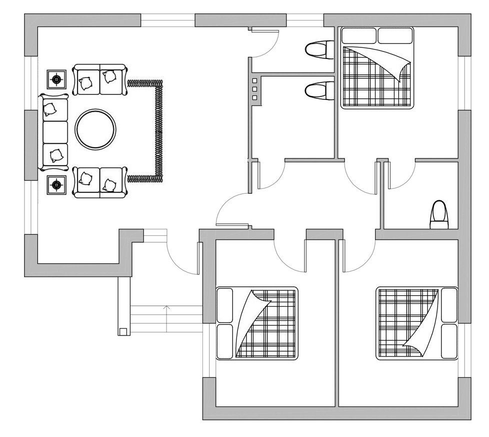 Bản vẽ nhà cấp 4 3 phòng ngủ
