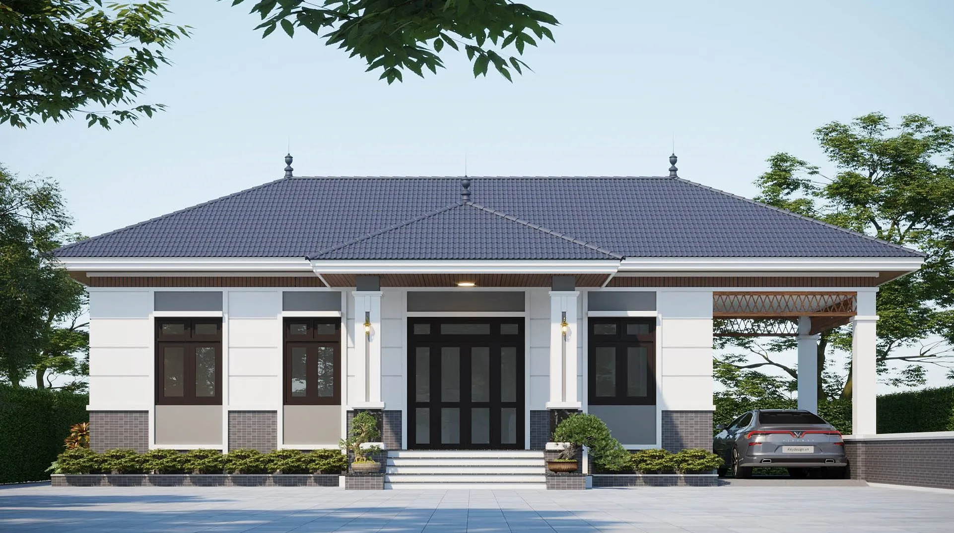 Mẫu nhà cấp 4 mái tôn nông thông