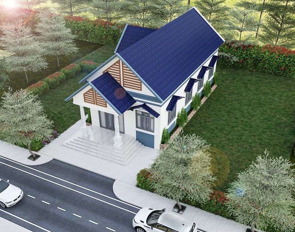 Ngoại thất nhà mái tôn đẹp, sang trọng