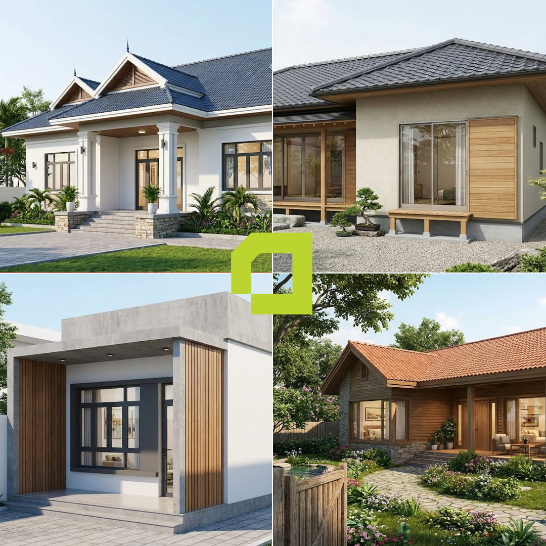 mẫu nhà cấp 4 2 phòng ngủ
