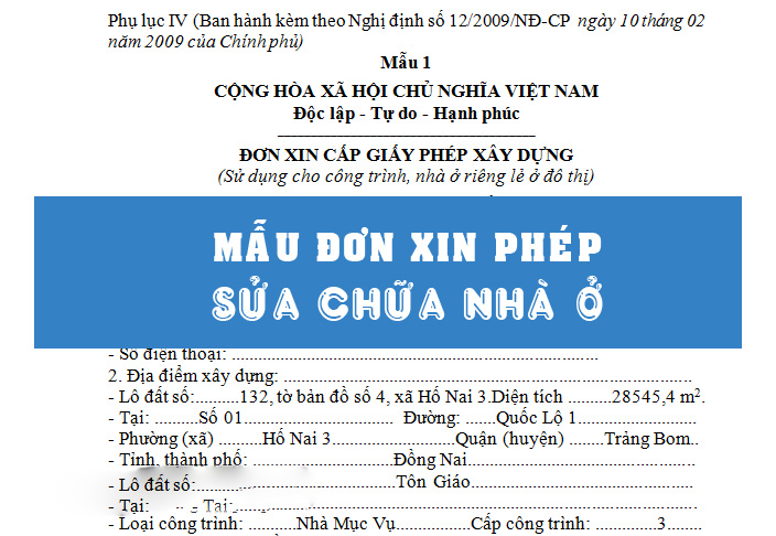 Hồ sơ xin phép sửa chữa nhà Hồ sơ xin phép sửa chữa nhà