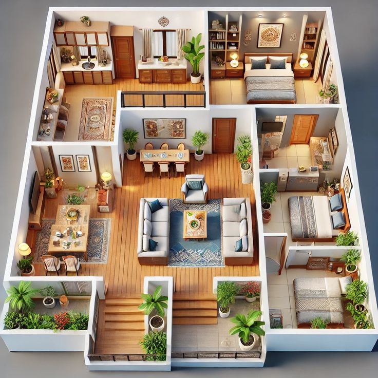 sơ đồ thiết kế 2 phòng ngủ thành 3 phòng ngủ
