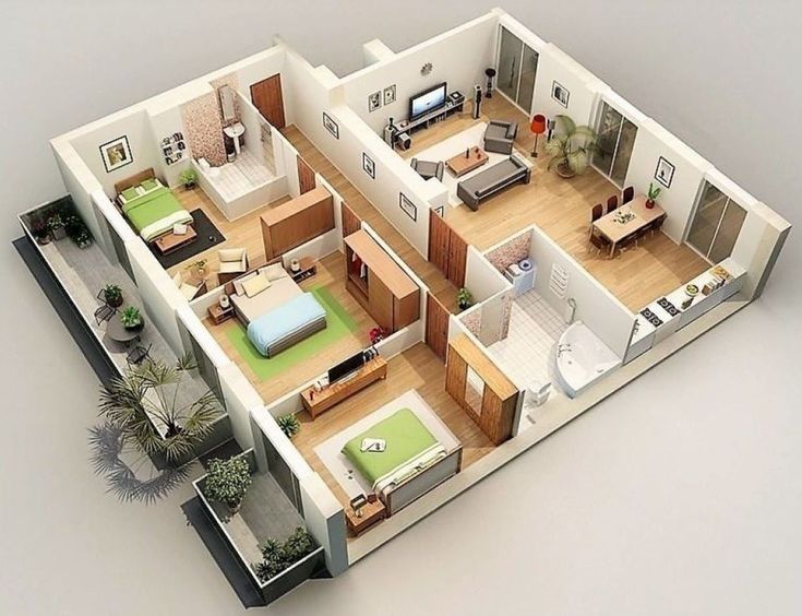 Cải tạo chung cư 2 phòng ngủ 60m2 thành 3 phòng ngủ 1