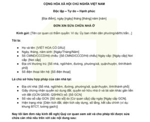 Mẫu đơn xin sửa chữa nhà ở viết tay mới nhất