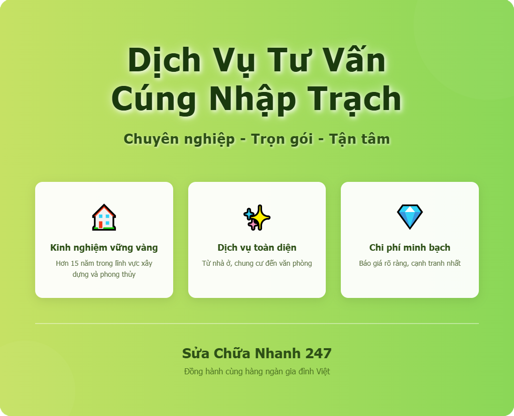 dịch vụ tư vấn cúng nhập trạch của Sửa Chữa Nhanh 247