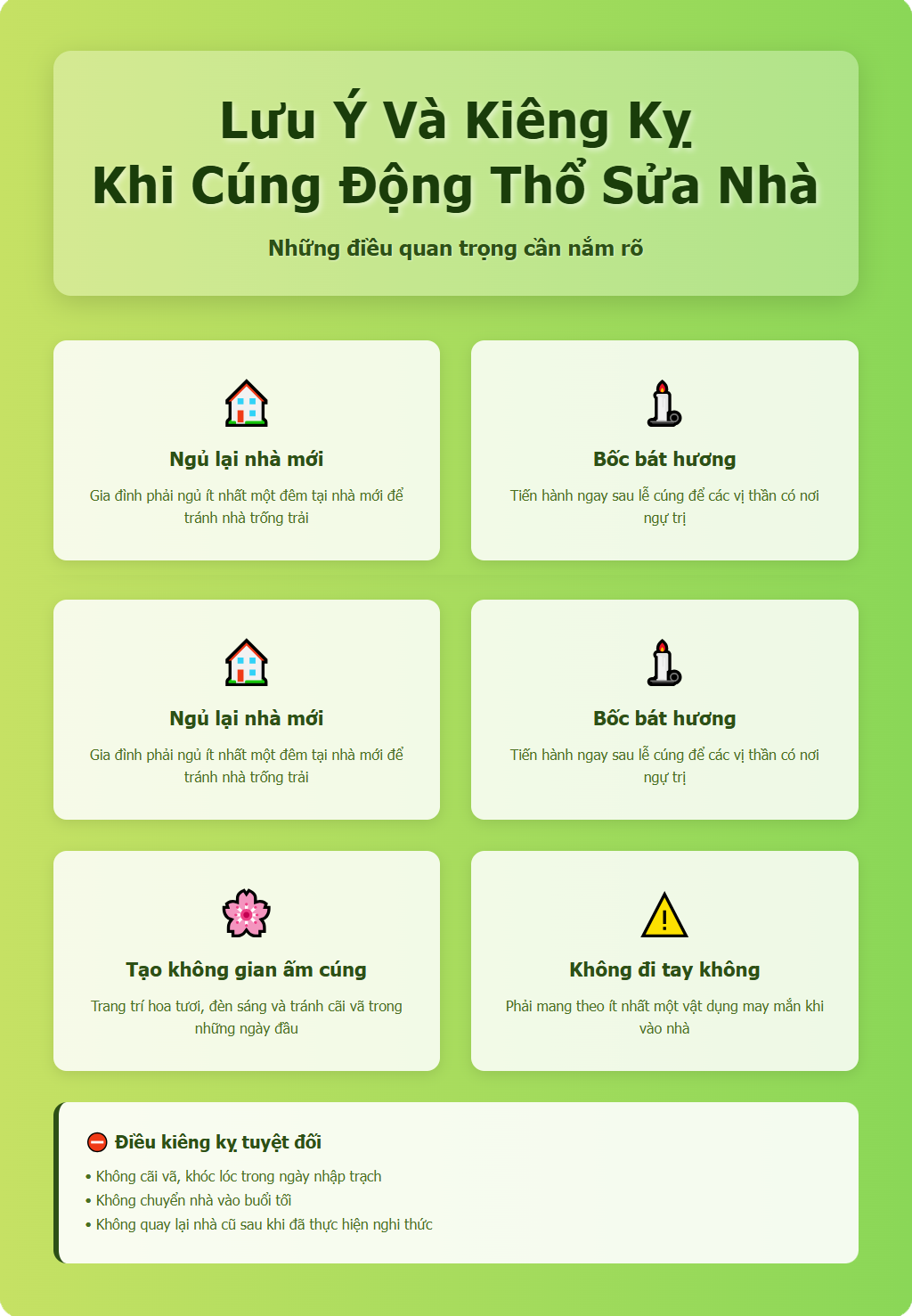 Các lưu ý quan trọng và điều kiêng kỵ