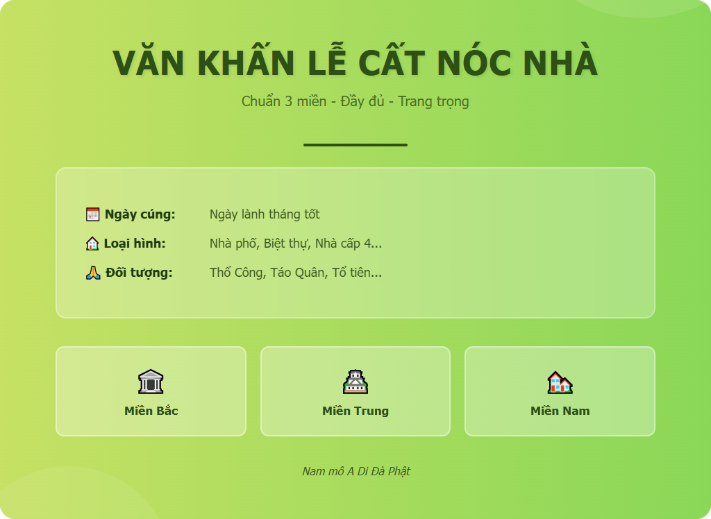 Văn khấn lễ cất nóc nhà chuẩn