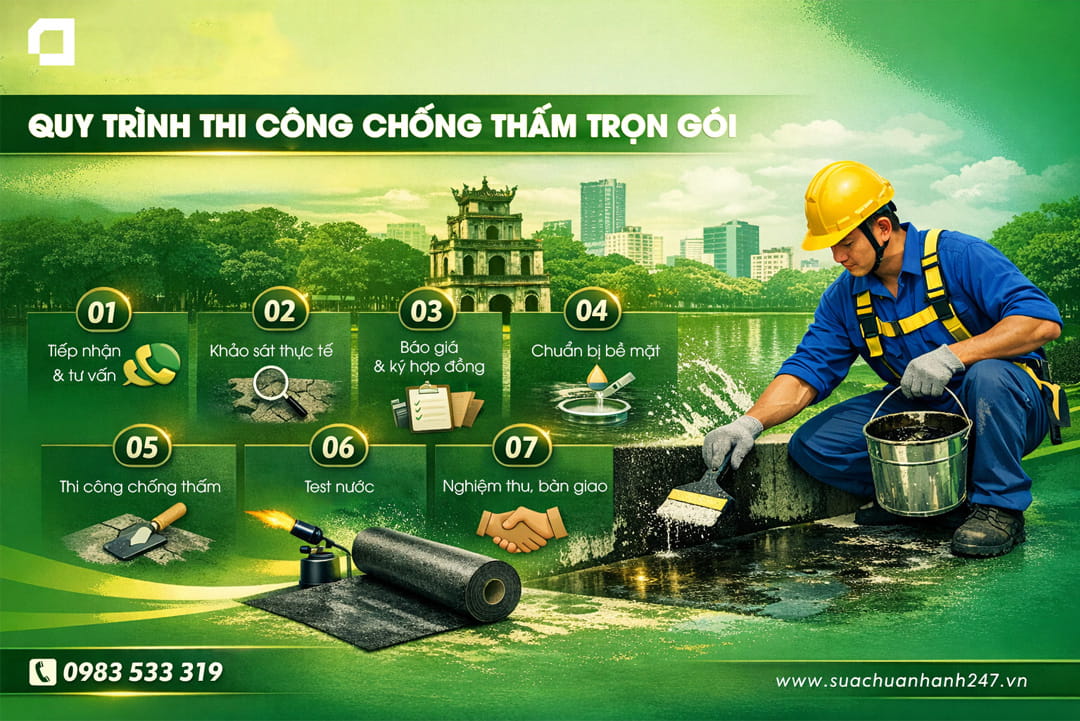 Quy trình thi công chống thấm trọn gói