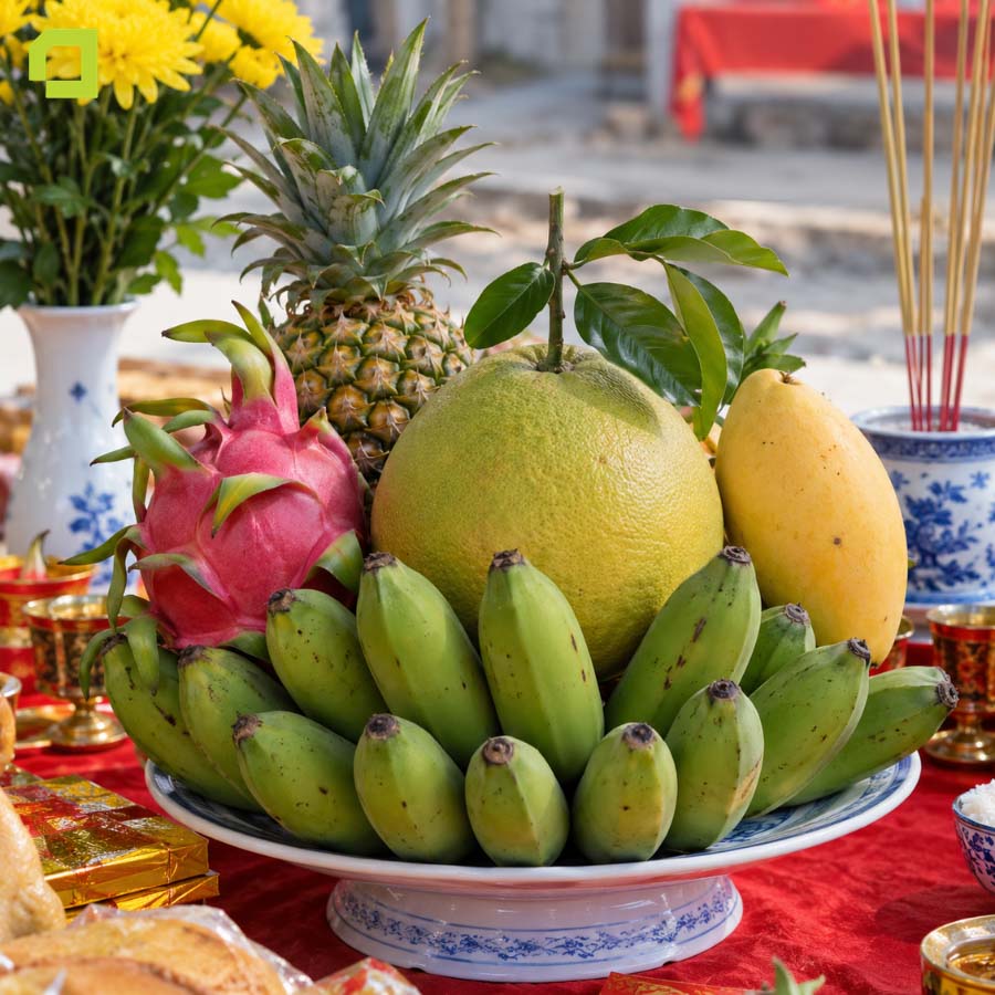 Mâm ngũ quả cúng xây nhà miền Trung
